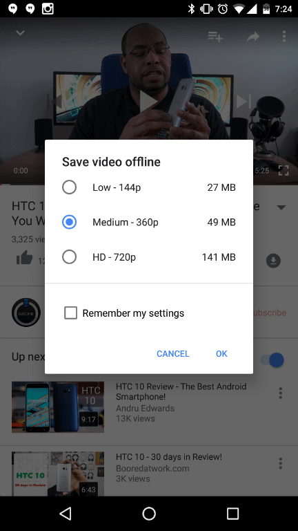 YouTube Red Offline Mode